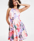 Фото #3 товара Petite Floral-Print Fit & Flare Dress
