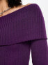 Daisy Street off shoulder fitted jumper in purple knit Фиолетовый, DE 50 - фото #8