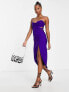 Vesper Petite cami strap cut out waist midaxi dress with thigh split in purple