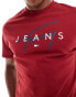 Фото #2 товара Tommy Jeans Signature Logo Crew Neck T-Shirt in Red Brown