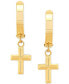 ფოტო #3 პროდუქტის Cross Dangle Hoop Earrings in 10k Gold