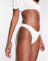 Topshop textured flower high leg bikini bottom in white