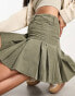 Фото #2 товара ASOS DESIGN cord pleated mini skirt in khaki