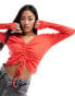 Фото #1 товара Pieces ruched front top in red