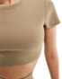 Фото #4 товара ASOS 4505 ultra cropped active rib t-shirt in beige