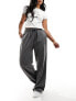 Фото #1 товара In The Style x Perrie Sian wide leg drawstring trouser in grey pinstripe