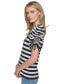 ფოტო #3 პროდუქტის Women's Ruched-Sleeve Striped Top