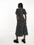 Фото #3 товара New Look puff sleeve midi dress in black smudge print