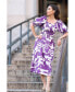 ფოტო #2 პროდუქტის Malie Smocked Purple Midi Dress