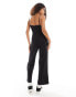 Фото #4 товара Monki wide leg jumpsuit with square neck in black