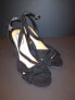 Scoop Kate Womens Black Faux Suede Ankle Strap Casual Knotted Heel Sandal Size 7