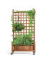 Фото #2 товара 50 Inch Wood Planter Box with Trellis Mobile Raised Bed for Climbing Plant