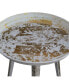 Фото #2 товара 20 Inch Artisanal Industrial Round Tray Top Iron Side End Table, Tripod Base, Distressed White, Gold