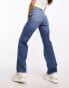 Фото #10 товара River Island Petite high waist straight leg jeans in mid blue wash