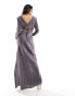 Фото #3 товара ASOS DESIGN satin pleat maxi dress with cross open back in grey