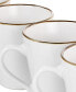 Gold-Tone Trim Alejandro 6 Piece Stoneware Mug Set, Service for 6