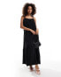 Brave Soul strappy smock midi dress in black