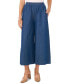 ფოტო #1 პროდუქტის Women's Cotton Pull-On Wide-Leg Cropped Pants