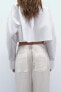 Gabardine fabric cropped shirt