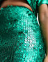 Starlet embellished sequin midi skirt co-ord in emerald green