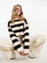 Miss Selfridge wide stripe crop knit jumper in chocolate stripe