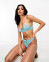 ASOS DESIGN Alexis lace soft bra with picot trim in turquoise