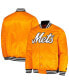 ფოტო #1 პროდუქტის Men's Orange New York Mets Cross Bronx Fashion Satin Full-Snap Varsity Jacket