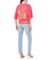 ფოტო #4 პროდუქტის Women's Floral-Print Smocked-Waist Flutter-Sleeve Top