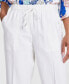 Фото #4 товара Women's Linen Drawstring-Waist Buttoned-Pocket Pants
