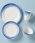 Фото #2 товара Indigo Watercolor Stripe Porcelain 4-Pc. Place Setting, Created for Macy's