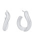 ფოტო #1 პროდუქტის Silver-Plated or 18K Gold-Plated Oblong C Hoop Earring