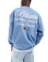 ASOS DESIGN oversized sweatshirt with sport text embroidery in blue