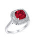 Фото #2 товара Large Fashion Solitaire AAA Cubic Zirconia Pave CZ Cushion Cut Simulated Ruby Red Cocktail Statement Ring For Women
