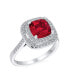 Large Fashion Solitaire AAA Cubic Zirconia Pave CZ Cushion Cut Simulated Ruby Red Cocktail Statement Ring For Women