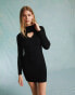 Фото #4 товара Miss Selfridge heart cut out knit rib mini dress in black