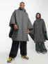 COLLUSION Unisex oversized branded quilted poncho in grey