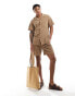 Фото #1 товара South Beach waffle towelling beach shirt co-ord in tan