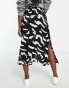 ASOS DESIGN button through midi skirt in mono smudge print