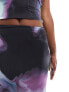 Фото #9 товара Missyempire slinky maxi side split maxi skirt co-ord in purple marble print