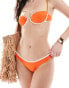 Free Society contrast high leg bikini bottom in bright orange and white