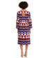 ფოტო #2 პროდუქტის Women's Printed Long-Sleeve Midi Dress