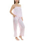 ფოტო #3 პროდუქტის Women's 2-Pc. Satin Lace-Trim Pajamas Set