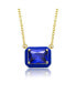 Фото #1 товара 14k Gold Plated with Radiant Cut Blue Cubic Zirconia Solitaire Enamel Halo Petite Pendant Necklace