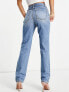 Фото #3 товара ASOS DESIGN premium cotton blend mid rise straight leg jean in midwash - MBLUE