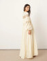 Фото #4 товара ASOS EDITION crochet trim drop waist blouson sleeve trapeze maxi dress in buttermilk