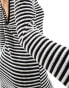 Vero Moda crochet mini dress with low back in monochrome stripe