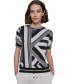 Фото #1 товара Women's Geometric-Print Mixed-Media Sweater
