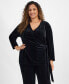 ფოტო #1 პროდუქტის Plus Size Velour Wrap Top