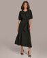 Фото #6 товара Donna Karan Women's Puff-Sleeve Belted A-Line Dress