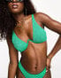 Фото #3 товара ASOS DESIGN mix and match crinkle monowire bikini top in jewel green